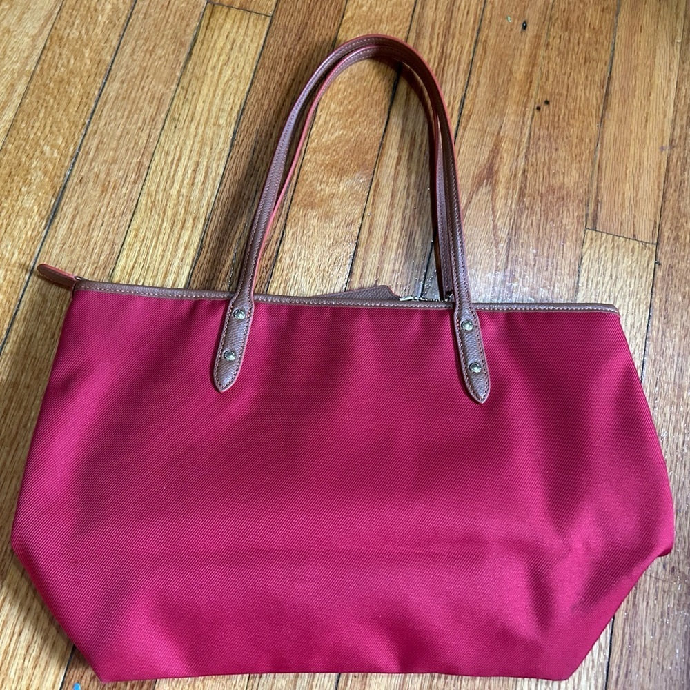 Coach Sawyer Tote Classic Red Canvas Pockets Deep Wide Orange Interior - Picture 9 of 16